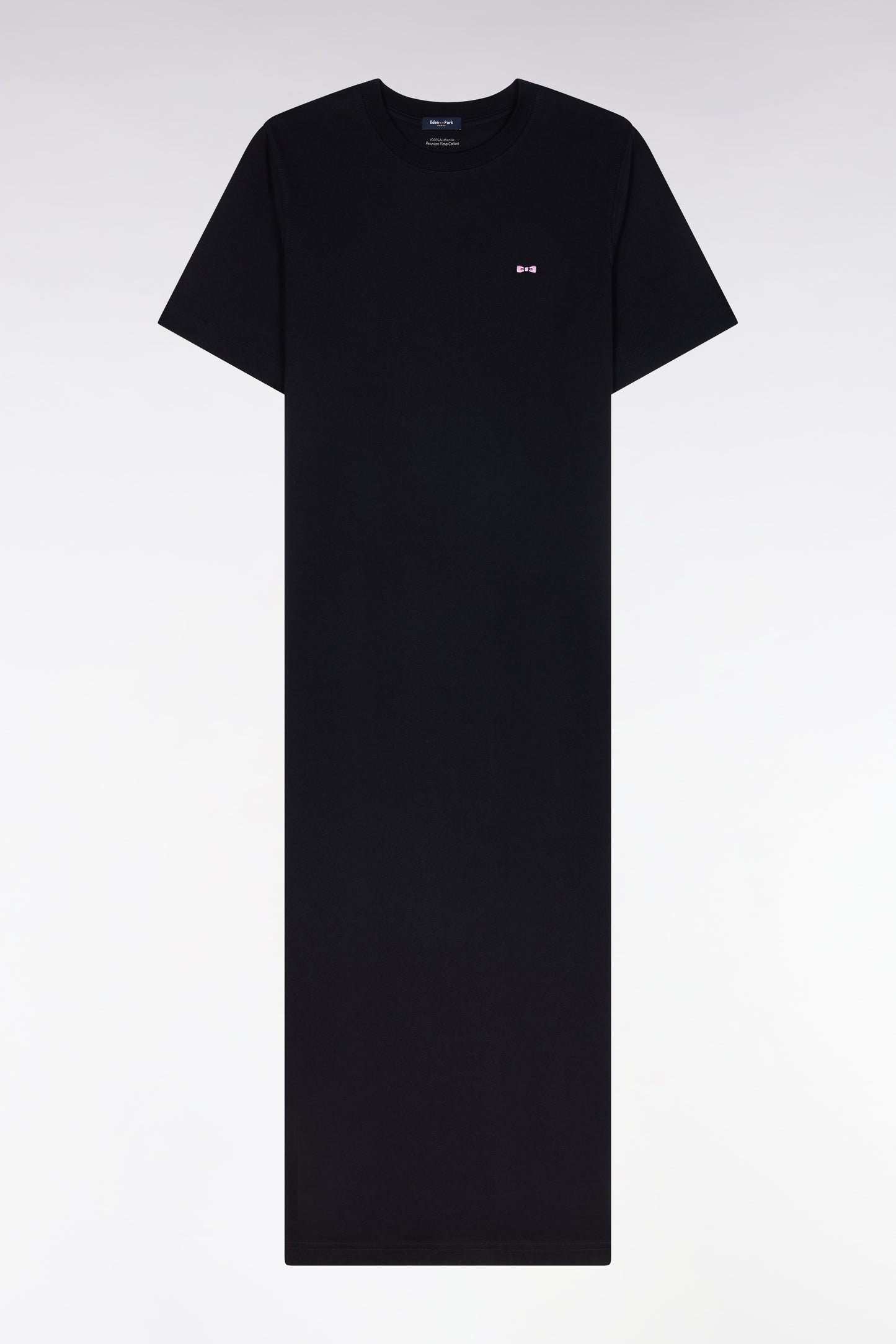 Robe T-shirt en coton Pima noir coupe droite