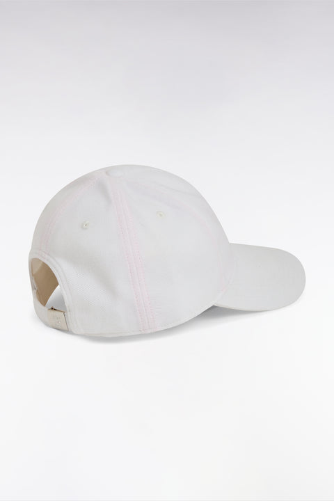 White cotton piqué cap with bow tie embroidery - Image 3