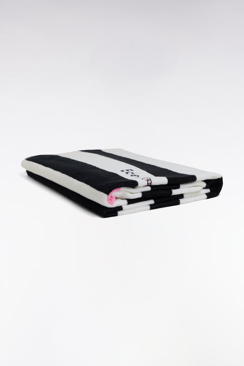 Drap de plage rayé en coton éponge marine - Image 2