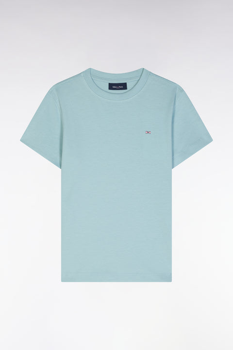 T-shirt en coton vert d'eau nœud papillon dos coupe droite - Image 1