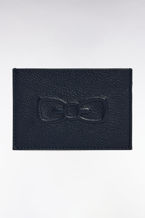 Porte-cartes en cuir grainé marine - Image 2