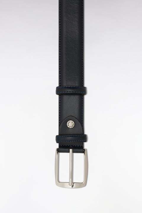 Ceinture en cuir lisse marine à double passants - Image 3