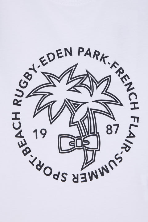 T-shirt en coton blanc sérigraphie palmier marine coupe droite - Image 2