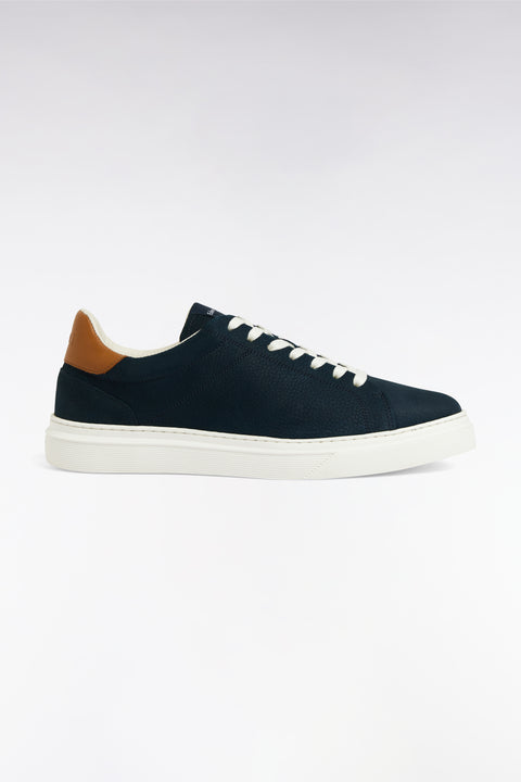 Navy leather low-top sneakers - Image 1