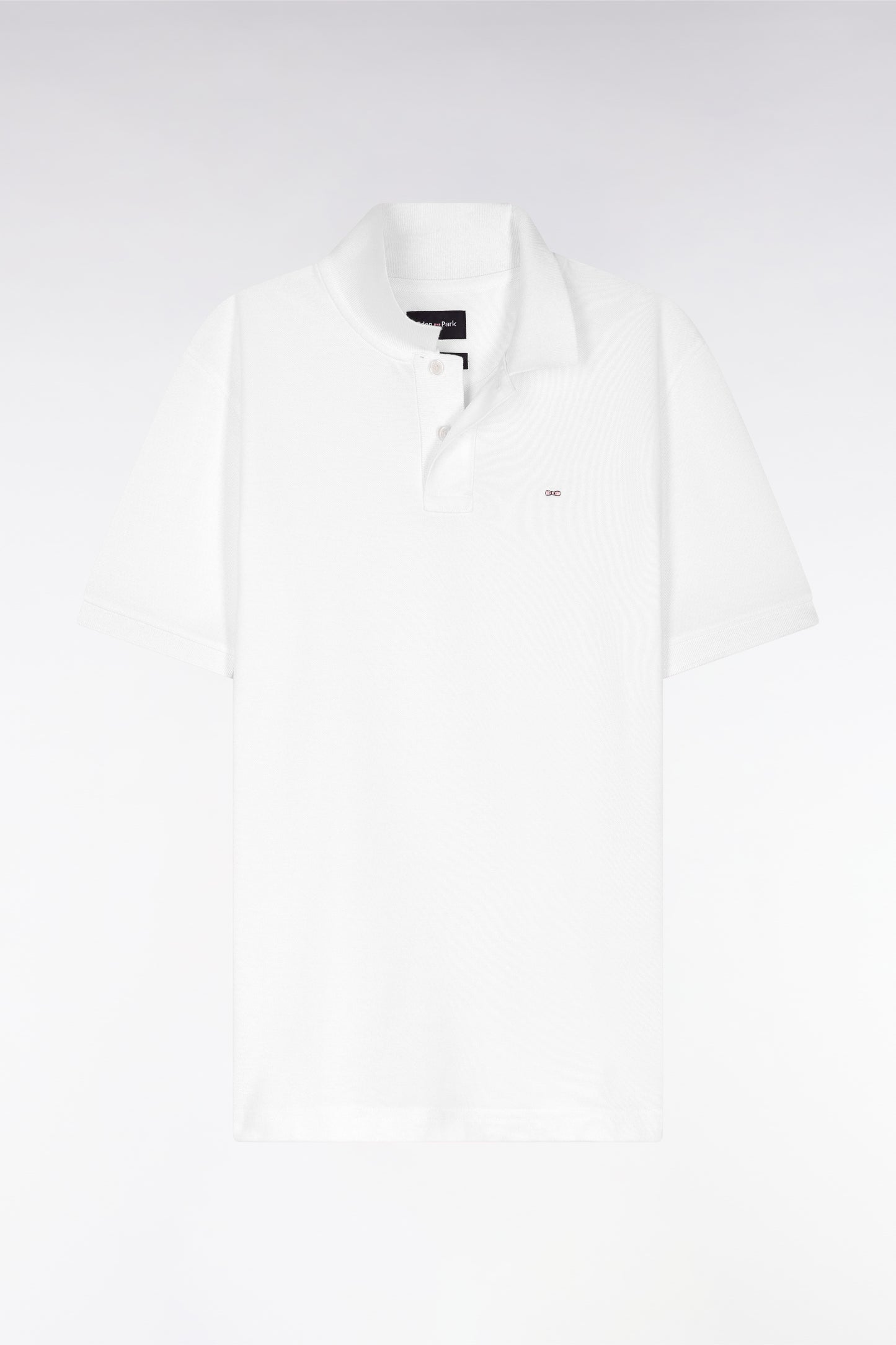 Polo à manches courtes uni en coton Pima blanc coupe droite