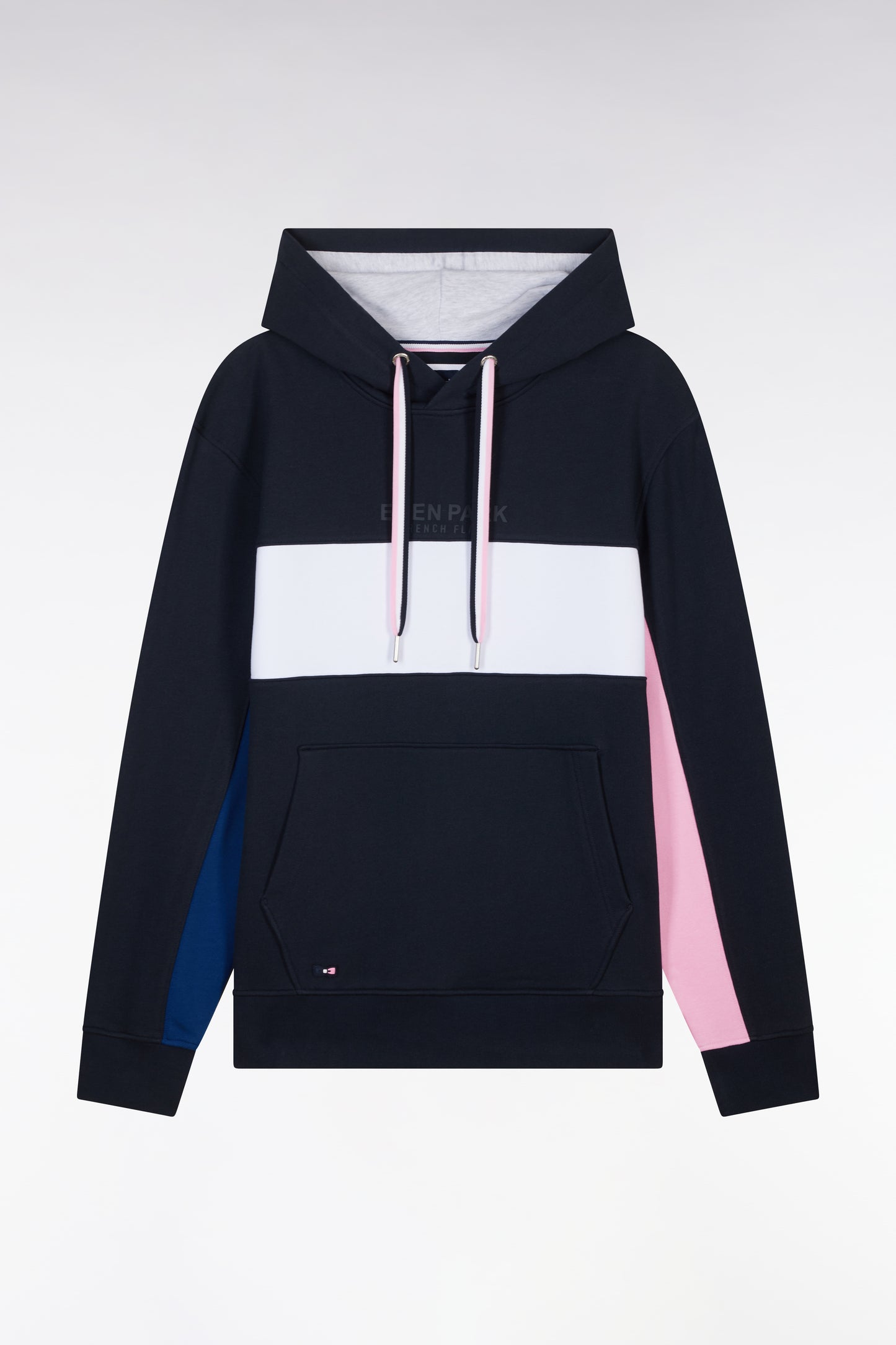 Relaxed-fit navy cotton fleece colorblock hoodie