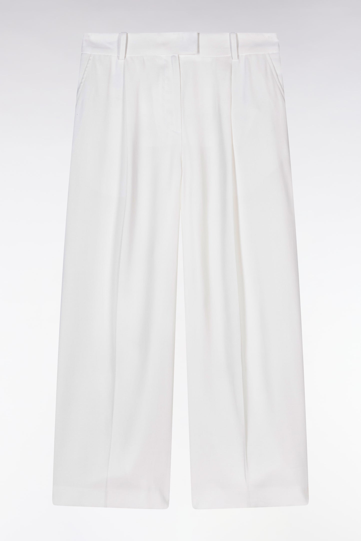 Ecru flowing wide-leg trousers