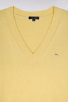 Relaxed-fit ecru cotton V-neck jumper