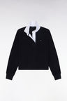 Navy cotton sweatshirt with navy rugby shirt collar