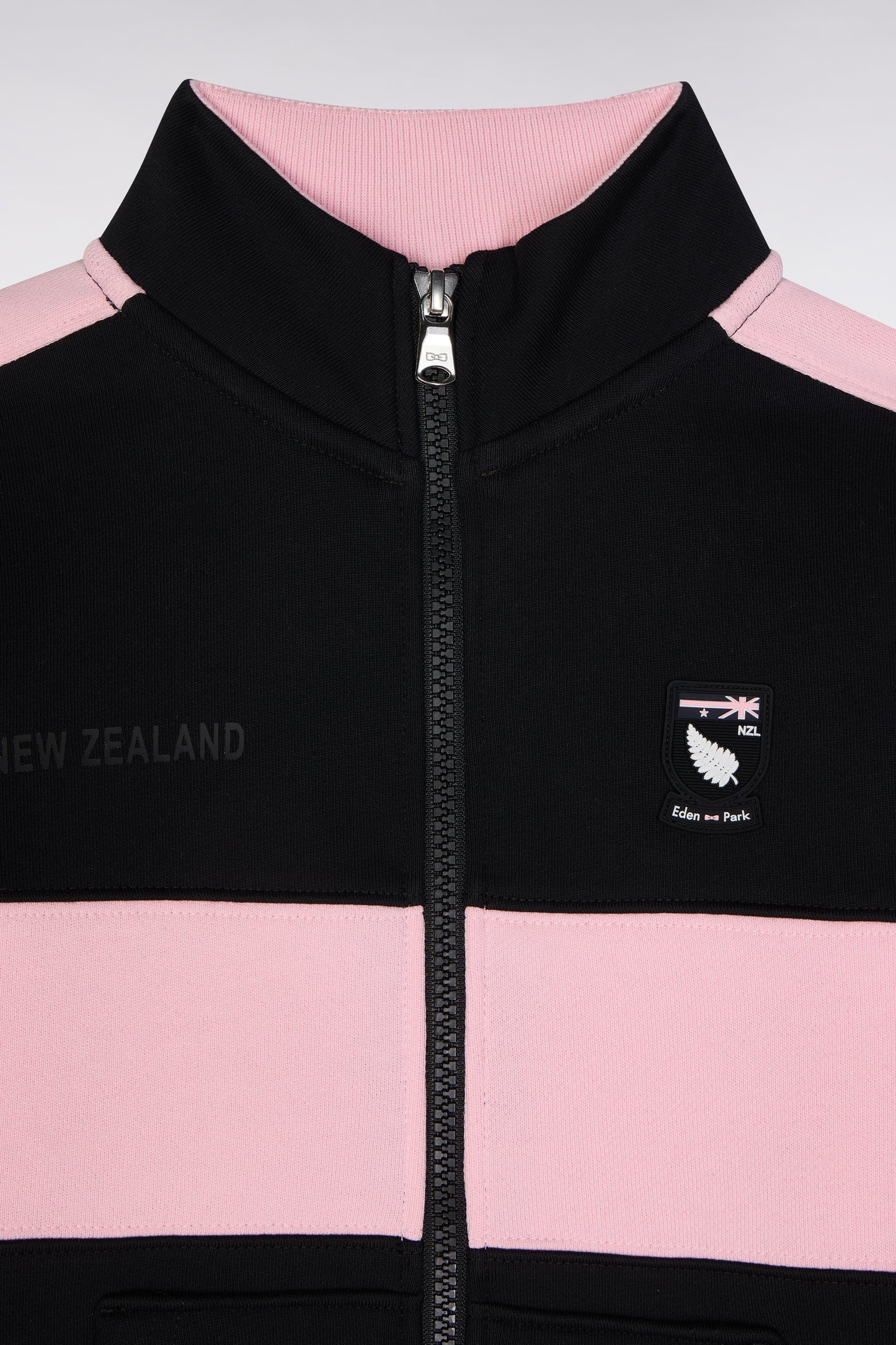 Straight-fit New Zealand zip-up sweatshirt in black cotton