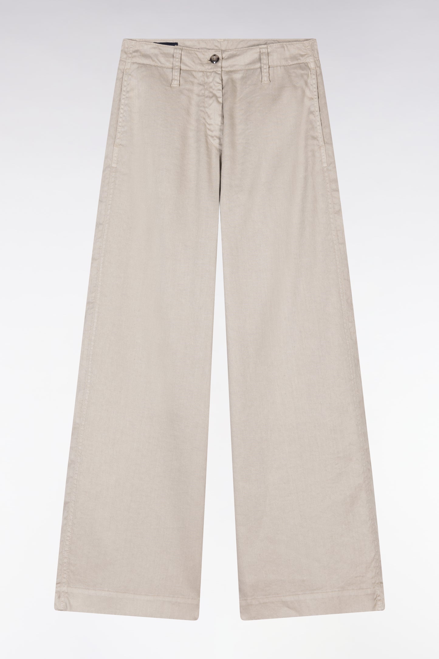 Relaxed fit beige stretch linen and cotton trousers