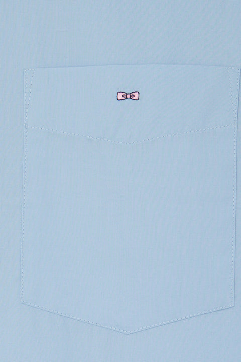 Regular plain sky blue cotton poplin shirt - Image 3