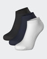 Pack of 3 pairs of white black and navy socks in stretch cotton blend