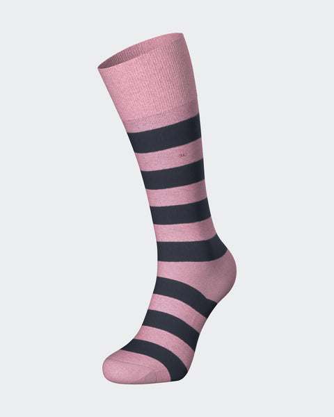 Set of three pairs of pink and navy striped socks - Image 2