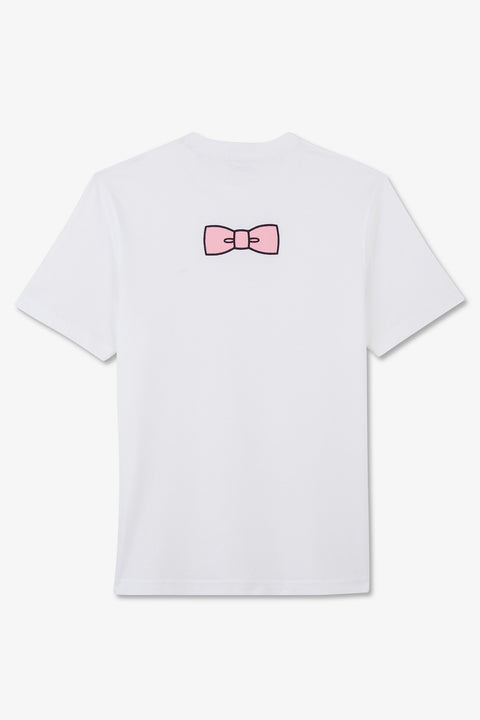 T-shirt blanc à broderie noeud dos - Image 2
