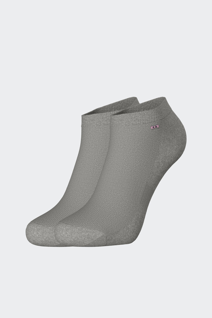 Paire de chaussettes basses grises en coton stretch