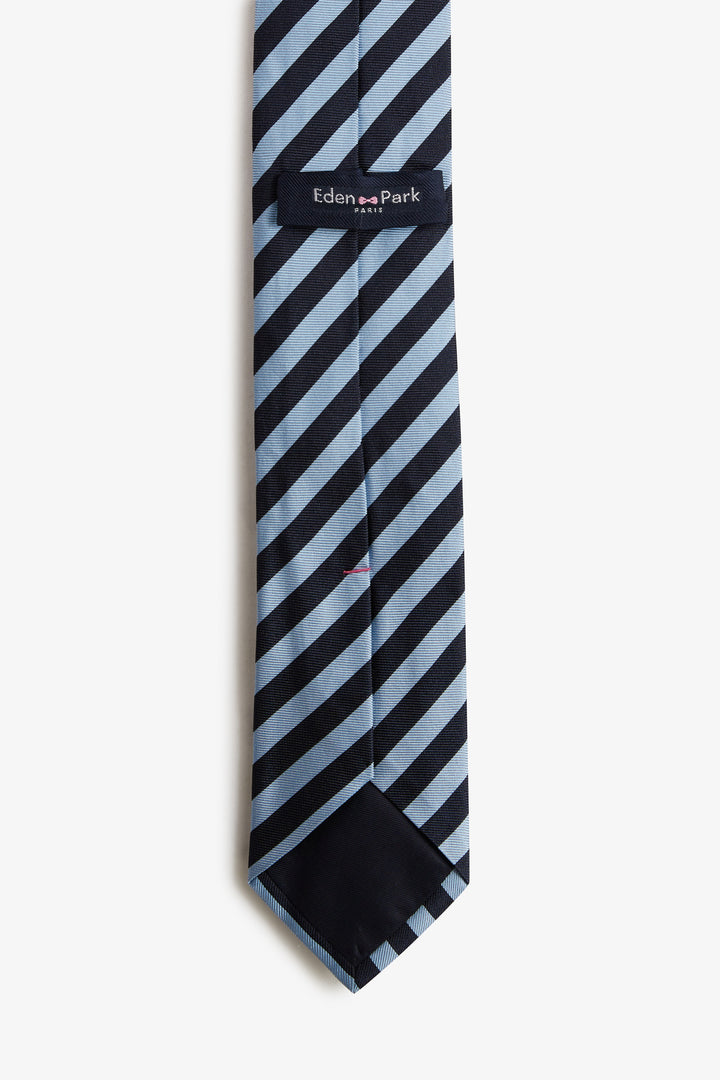 Cravate bleue à rayures tricolores