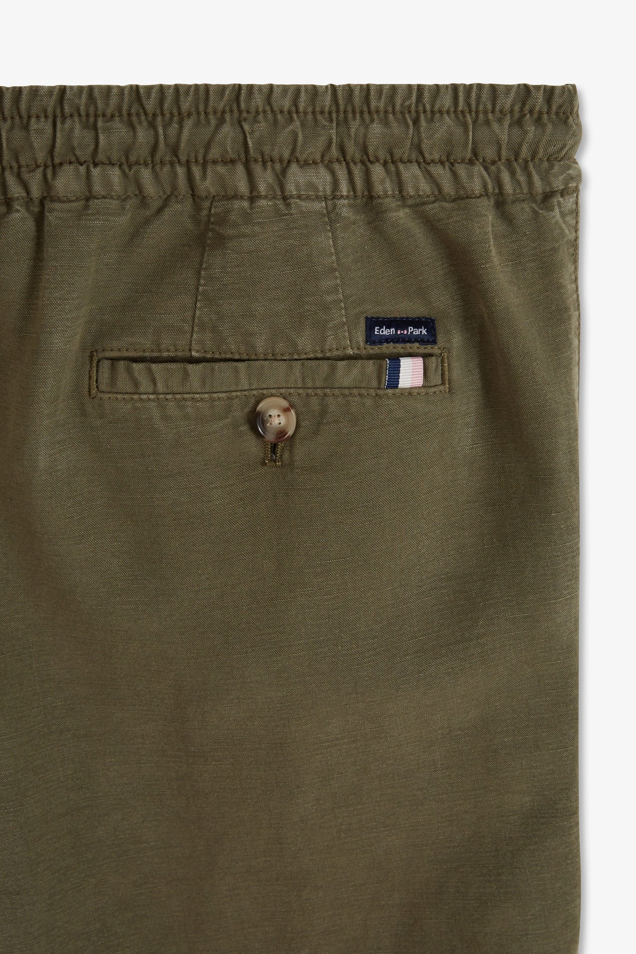 Khaki Bermuda shorts with elasticated waist