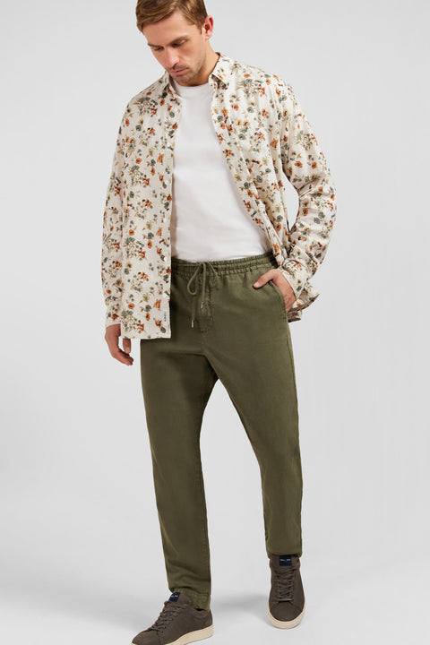 Olive-green blended lyocell waistband pants - Image 3
