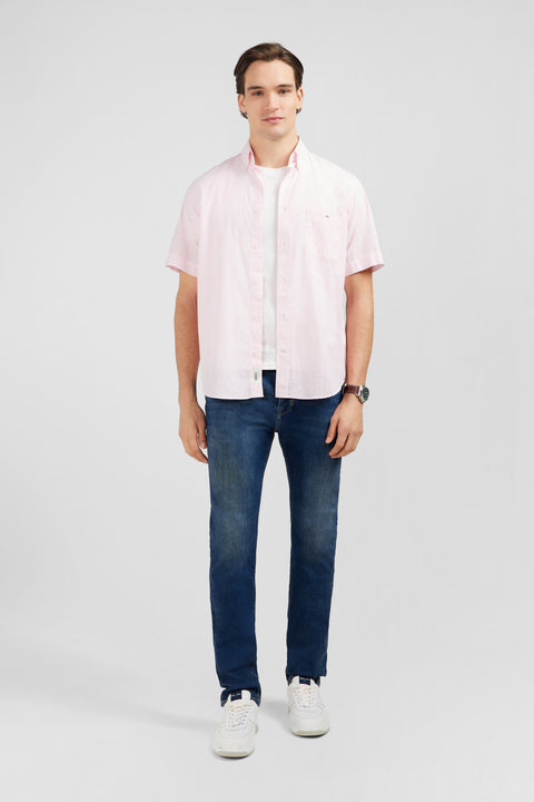 Pink striped shirt in cotton dobby - Image 1