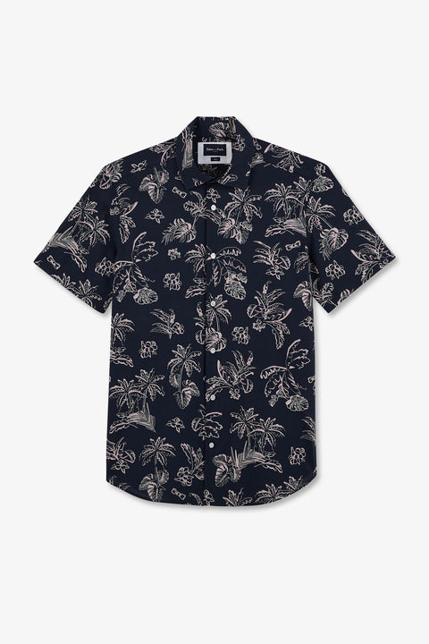 Navy blue shirt with exclusive leaf print - Image 2