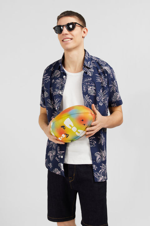 Navy blue shirt with exclusive leaf print - Image 3