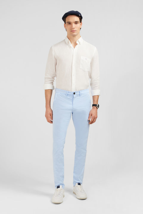 Chemise unie blanche en lin - Image 1