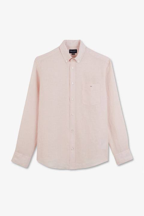 Chemise unie rose en lin - Image 2