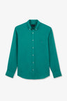 Chemise unie verte en lin