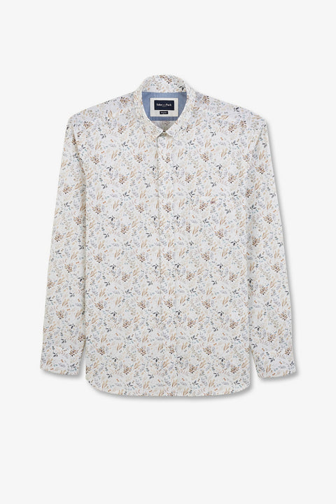Chemise en popeline écru imprimée feuillage - Image 2