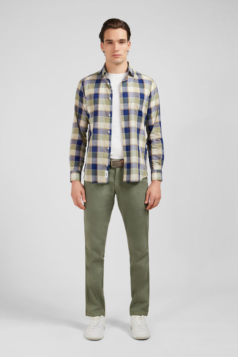 Chemise bleue et beige à carreaux - Image 1