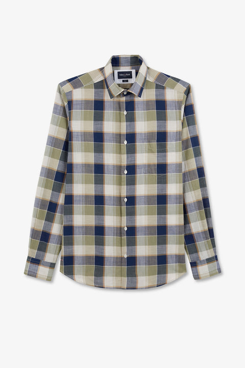 Chemise bleue et beige à carreaux - Image 2