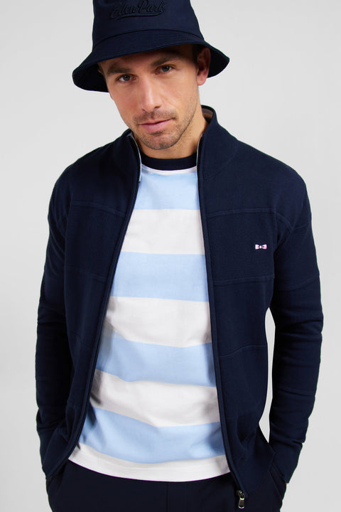 Cardigan zippé bleu marine en jeu de maille - Image 3