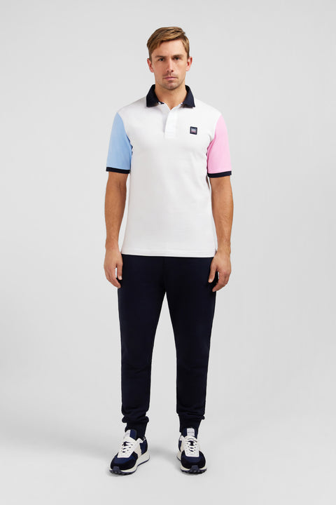 White colour-block polo shirt - Image 1
