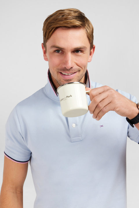 Polo bleu clair en coton Pima - Image 3