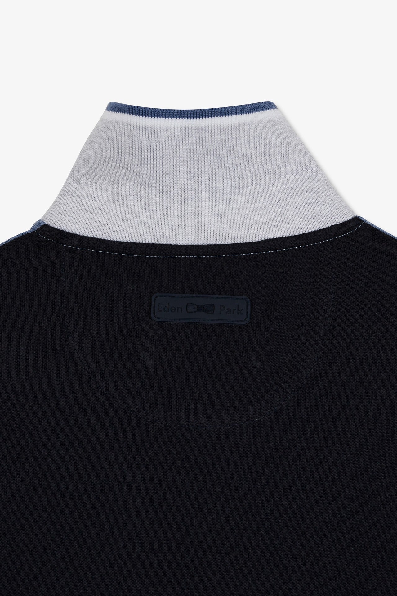 Short-sleeved blue colour-block polo shirt