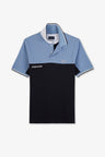 Short-sleeved blue colour-block polo shirt