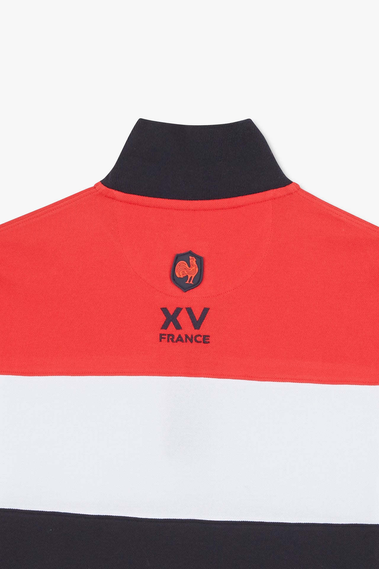 Red colour-block polo shirt in cotton pique with XV de France embroidery