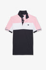 Polo colorblock rose en coton piqué à broderie XV de France