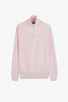 pink semi-zipped sweater in cotton