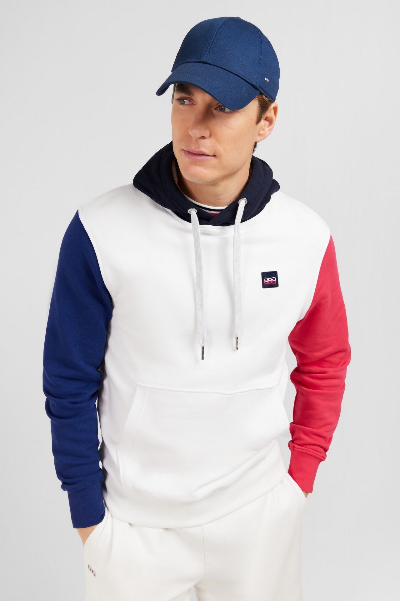 Sweat à capuche colorblock blanc