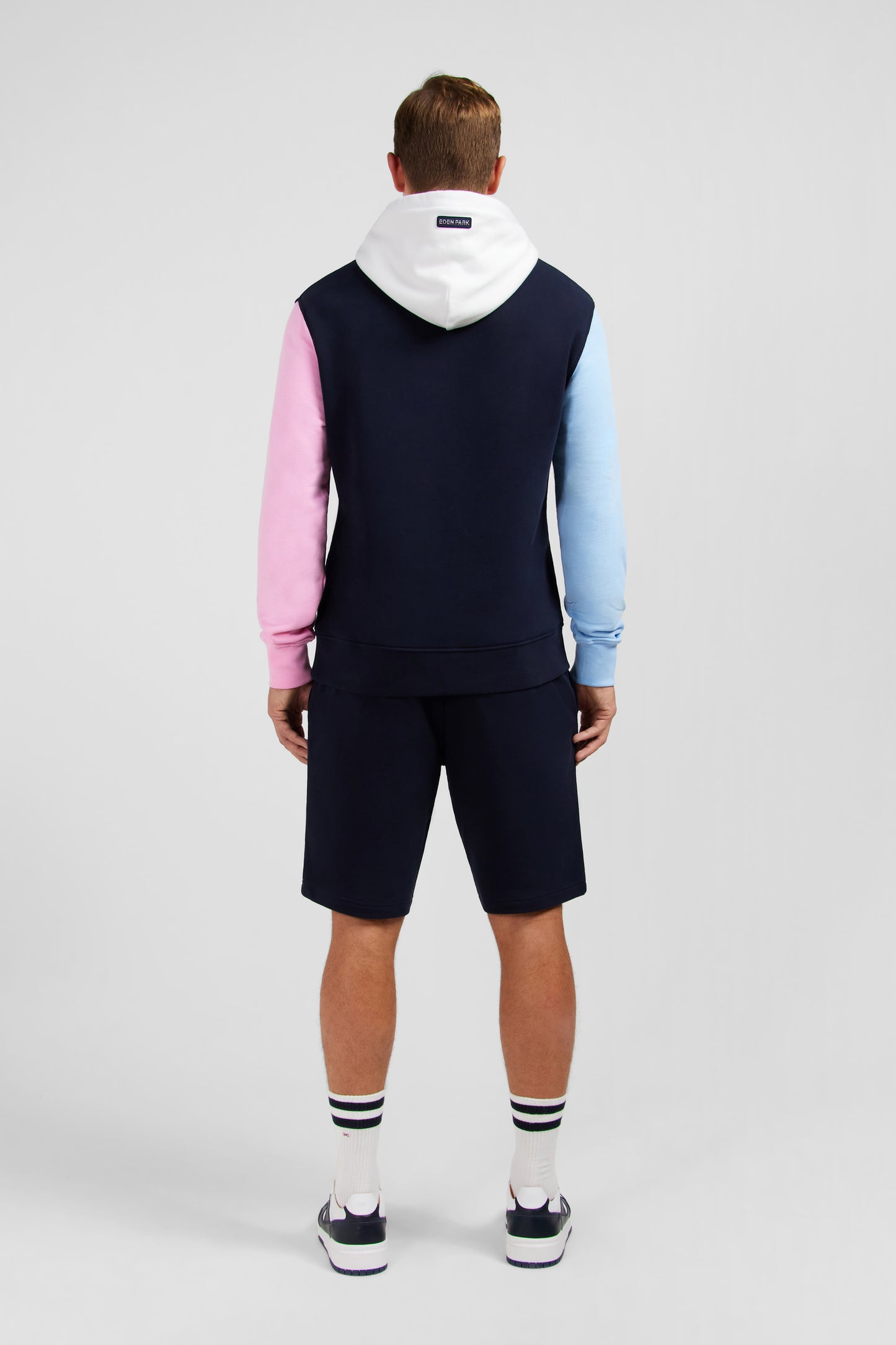 Sweat à capuche colorblock bleu foncé