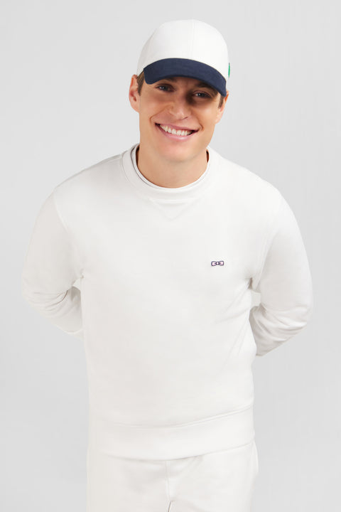 Sweatshirt à col rond en molleton blanc emblème nœud papillon - Image 3