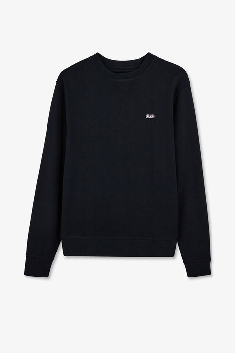 Sweatshirt à col rond en molleton marine emblème nœud papillon - Image 2