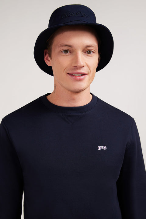 Sweatshirt à col rond en molleton marine emblème nœud papillon - Image 3