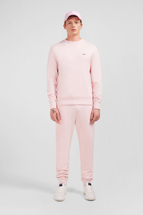Sweatshirt à col rond en molleton rose emblème nœud papillon - Image 1