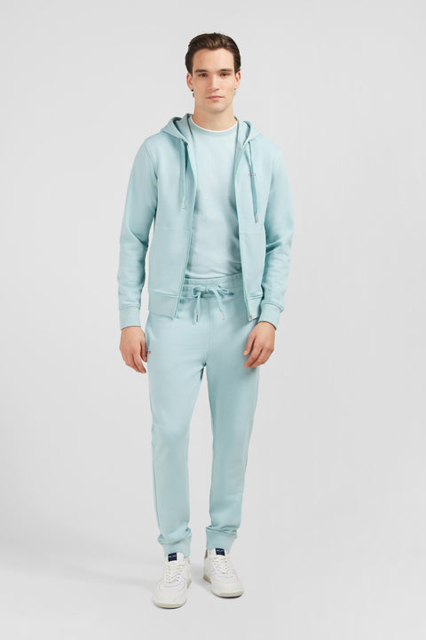 Green fleece zipped hoodie with bow tie embroidery - Image 1