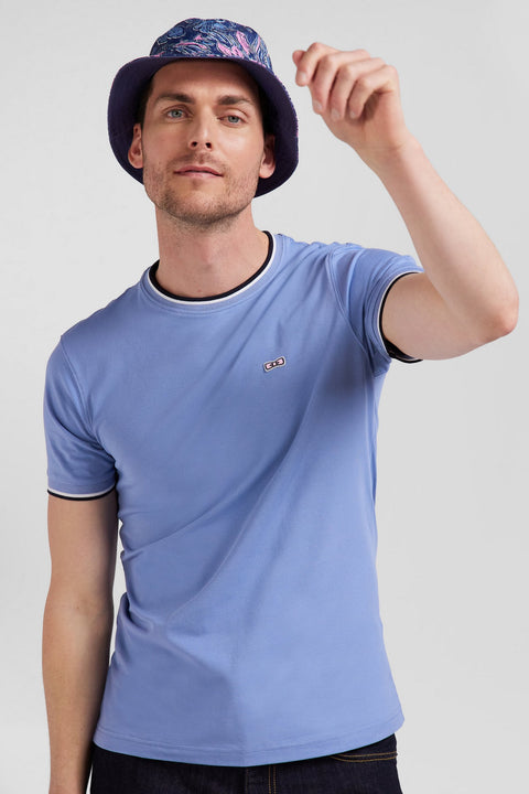 T-shirt bleu uni à manches courtes - Image 3