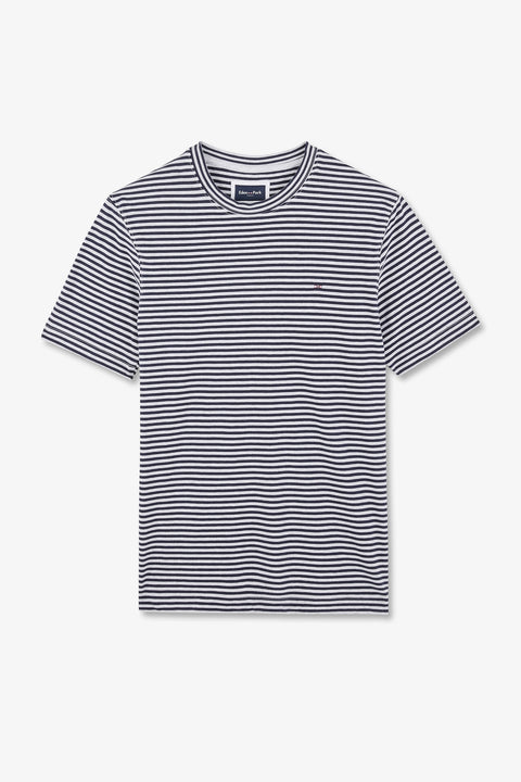 T-shirt à manches courtes rayé bleu foncé - Image 2