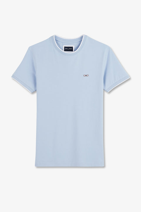 T-shirt manches courtes uni ciel en coton stretch - Image 2